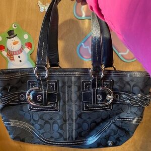 COACH BLACK SOHO-Signature Jacquard Satchel Tote Bag Purse H0694-05089